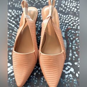 NEW WOMEN’S PINK POINTY TOE BLOCK HEEL SLING BACK PULL ON PARTY SHOES SIZE 8.5